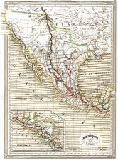 Texas, Southwest, Mexico and California Map By Adolphe Hippolyte Dufour