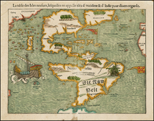 World, Western Hemisphere, North America, South America, Pacific and America Map By Sebastian Munster