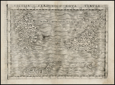 France, Italy and Balearic Islands Map By Giacomo Gastaldi