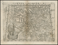 Balearic Islands and Greece Map By Giacomo Gastaldi