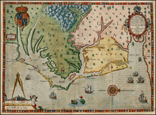 Mid-Atlantic and Southeast Map By Theodor De Bry / John White