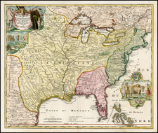 United States, South, Southeast, Texas, Midwest, Plains and Southwest Map By Johann Baptist Homann