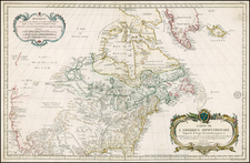 United States, Midwest, Plains, Southwest, Rocky Mountains and North America Map By Jacques Nicolas Bellin