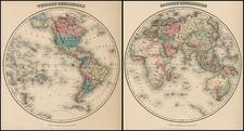 World and World Map By Joseph Hutchins Colton