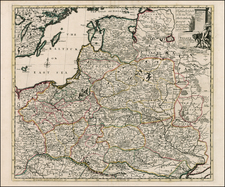 Austria, Poland, Hungary, Czech Republic & Slovakia and Baltic Countries Map By John Senex