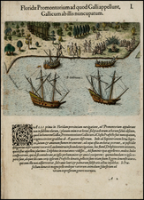 Florida and Southeast Map By Theodor De Bry