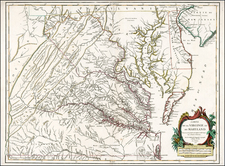 Mid-Atlantic and Southeast Map By Gilles Robert de Vaugondy