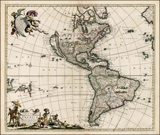 North America, South America, Australia & Oceania, Australia, Oceania and America Map By Frederick De Wit