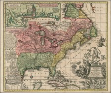 South, Southeast, Texas, Midwest and North America Map By Matthaus Seutter