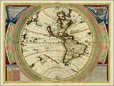 Western Hemisphere, North America, South America, Pacific and America Map By Vincenzo Maria Coronelli