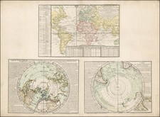 World, Northern Hemisphere, Southern Hemisphere and Polar Maps Map By Philippe Buache