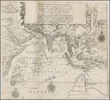 Indian Ocean, China, Japan, Korea, India, Southeast Asia, Other Islands, Central Asia & Caucasus, Middle East, East Africa, African Islands, including Madagascar and Australia Map By Theodor De Bry