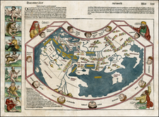 World, World and Curiosities Map By Hartmann Schedel