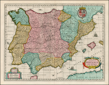 Spain and Balearic Islands Map By Willem Janszoon Blaeu