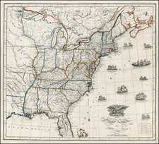 United States Map By Thomas Kensett  &  W. Shelton