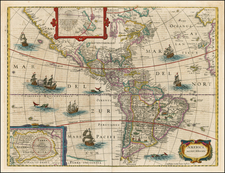 South America and America Map By Jodocus Hondius / Jan Jansson