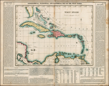 Caribbean Map By Henry Charles Carey  &  Isaac Lea