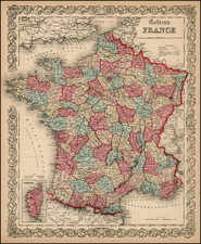 France Map By Joseph Hutchins Colton