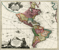 Western Hemisphere and America Map By Johann Baptist Homann