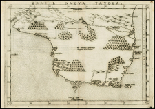 South America and Brazil Map By Girolamo Ruscelli