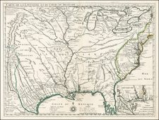 South, Southeast, Texas, Midwest, Plains, Southwest and Rocky Mountains Map By Guillaume De L'Isle