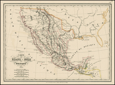 Texas, Southwest, Rocky Mountains, Mexico and California Map By Th. Lejeune