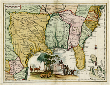 Florida, South, Southeast, Texas and Midwest Map By Giambattista Albrizzi