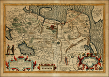 Alaska, China, Korea, Central Asia & Caucasus and Russia in Asia Map By Jodocus Hondius