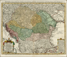 Poland, Ukraine, Hungary, Balkans and Turkey Map By Homann Heirs / Johann Matthaus Haas