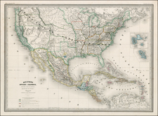 United States and Mexico Map By Adolphe Hippolyte Dufour