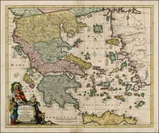 Balearic Islands and Greece Map By Nicolaes Visscher I