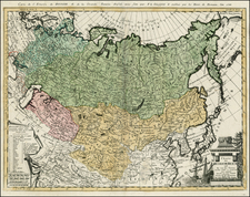 Russia, China, Central Asia & Caucasus and Russia in Asia Map By Homann Heirs