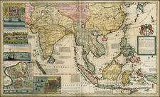 China, India, Southeast Asia and Philippines Map By Herman Moll