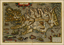 World, World, Atlantic Ocean, Europe, Iceland, Comic & Anthropomorphic, Curiosities and Balearic Islands Map By Abraham Ortelius