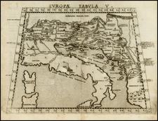 Balkans and Italy Map By Girolamo Ruscelli