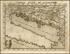 Balkans and Italy Map By Girolamo Ruscelli