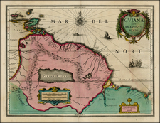 South America and Brazil Map By Willem Janszoon Blaeu