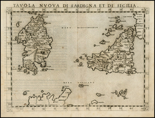 Italy, Mediterranean and Balearic Islands Map By Girolamo Ruscelli