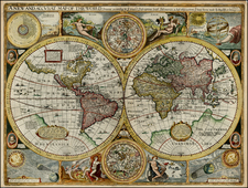 World, World and Celestial Maps Map By John Speed