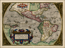 Western Hemisphere, North America, South America and America Map By Abraham Ortelius