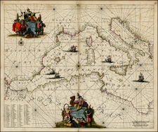 Balkans, Italy, Spain, North Africa and Balearic Islands Map By Frederick De Wit