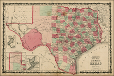 Texas Map By Benjamin P Ward  &  Alvin Jewett Johnson