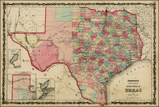 Texas Map By Benjamin P Ward  &  Alvin Jewett Johnson