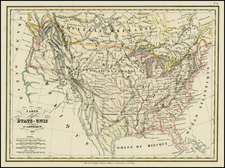 United States, Texas and Southwest Map By Th. Lejeune