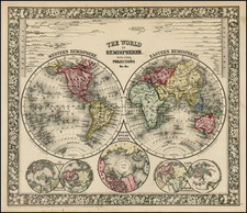 World and World Map By Samuel Augustus Mitchell Jr.