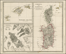 France, Italy, Spain and Balearic Islands Map By SDUK