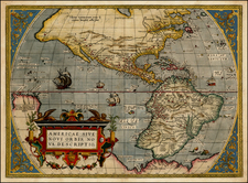 Western Hemisphere, South America and America Map By Abraham Ortelius