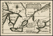 New England, Midwest and Canada Map By Baron de Lahontan