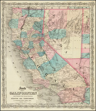 Karte Von Californien und Theilen der benachbarten Saaten und Territorien.  E. Steiger, New York. 1867.
