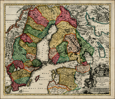 Baltic Countries and Scandinavia Map By Johann Baptist Homann